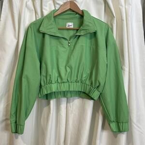 Lezat neon green cropped quarter zip with zipper detail. Size small